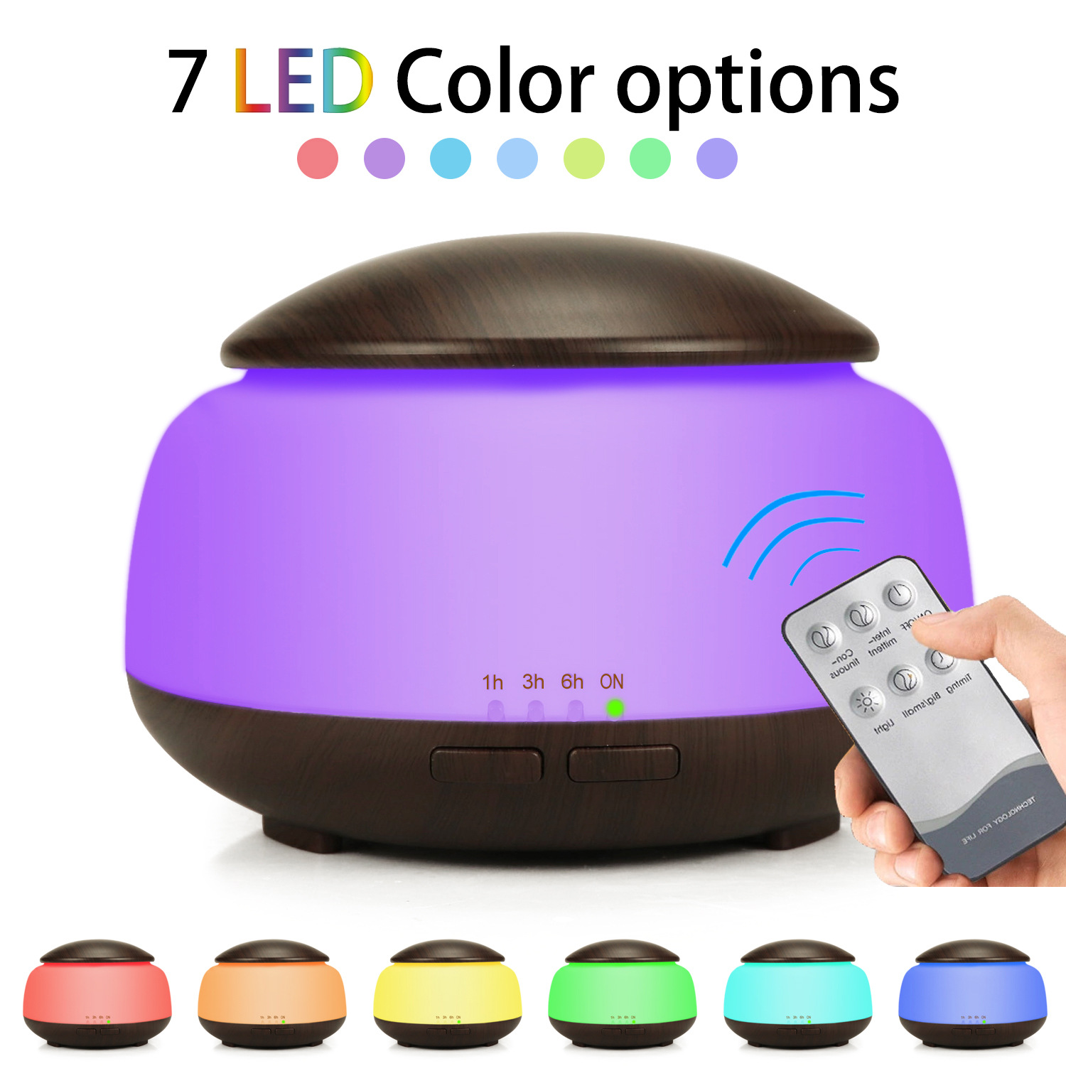 Simple Wood Grain Air Humidifier Night Light Mushroom 300ml Aromatherapy Diffuser Ultrasonic Atomizer Home Gift