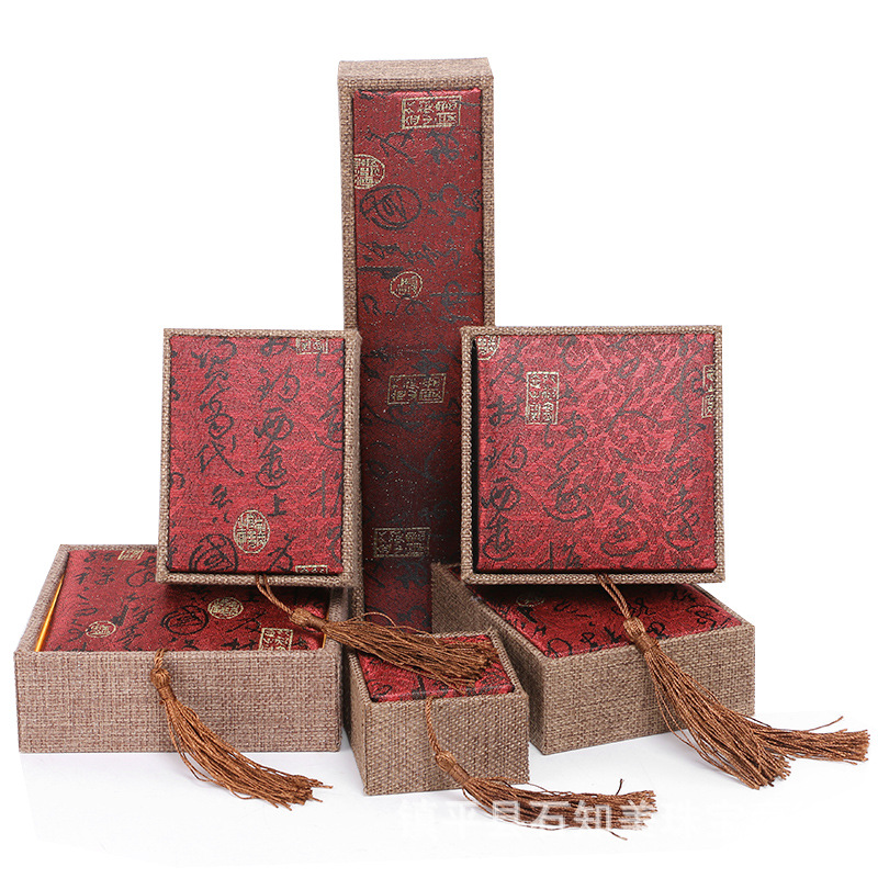 Jewelry Jade Jewelry Box Linen Tassel Hand Piece Pendant Box Jade Bracelet Box