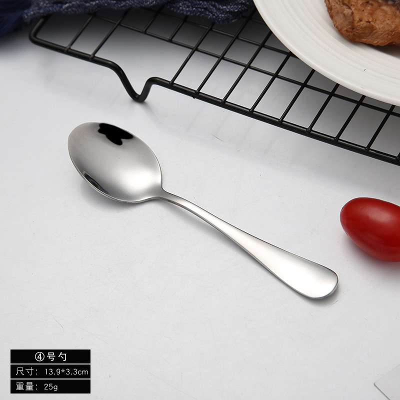 1010 stainless steel spoon household eating pointed spoon children tableware restaurant long handle coffee stirring spoon dessert spoon