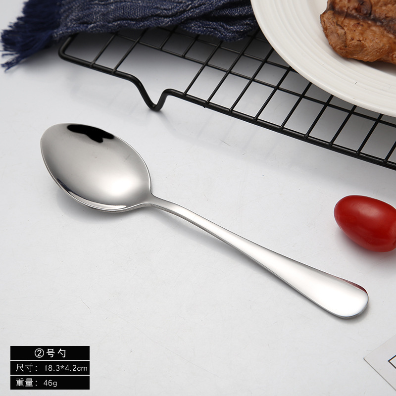 1010 stainless steel spoon household eating pointed spoon children tableware restaurant long handle coffee stirring spoon dessert spoon