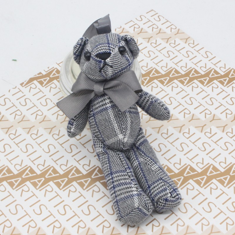 Fabric Bow Tie Teddy Bear Plush DIY Long Leg Bear Keychain Bag Charm Promotional Gift