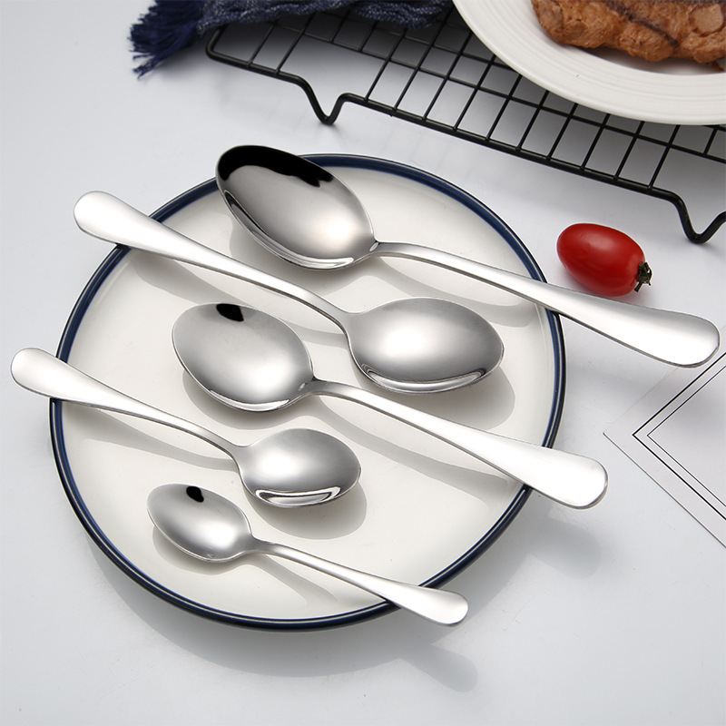 1010 stainless steel spoon household eating pointed spoon children tableware restaurant long handle coffee stirring spoon dessert spoon