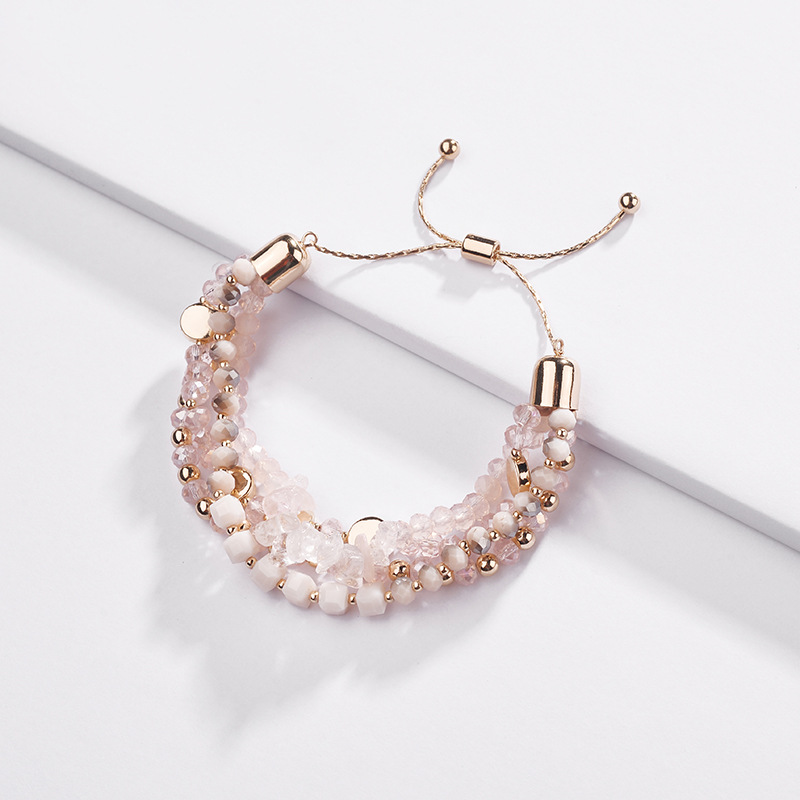 Qingdao New Crystal Glass Beads Alloy Raw Stone Women's Adjustable Bracelet New