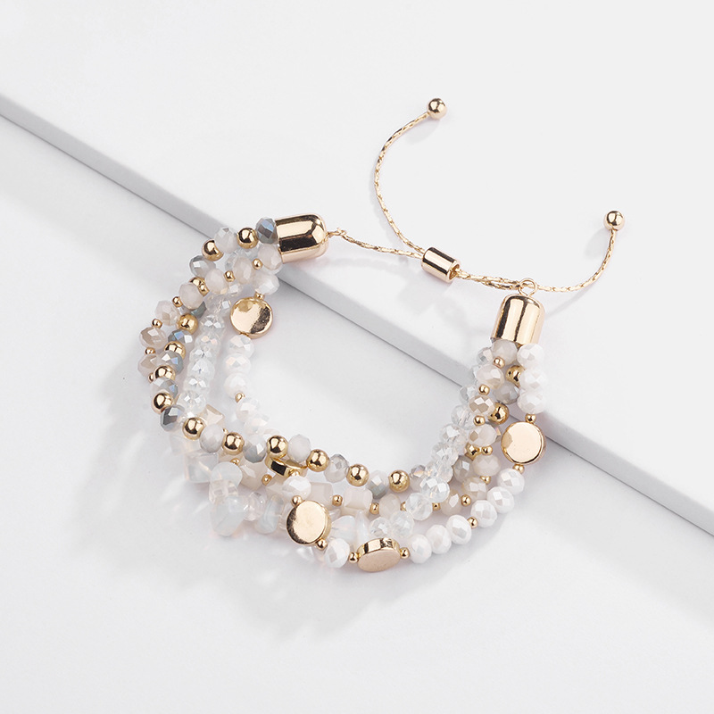Qingdao New Crystal Glass Beads Alloy Raw Stone Women's Adjustable Bracelet New