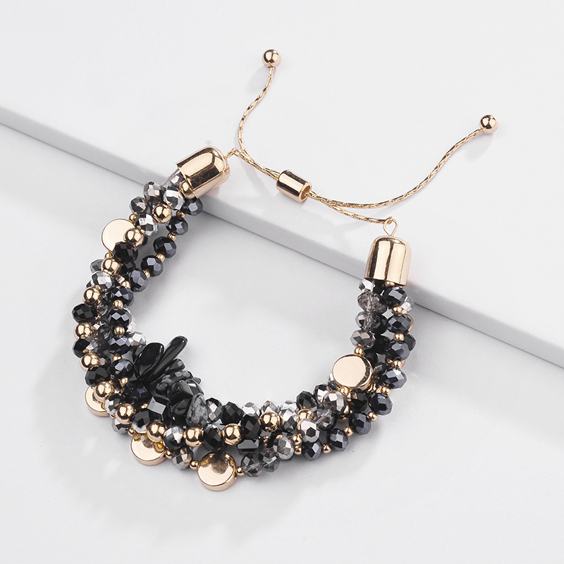Qingdao New Crystal Glass Beads Alloy Raw Stone Women's Adjustable Bracelet New