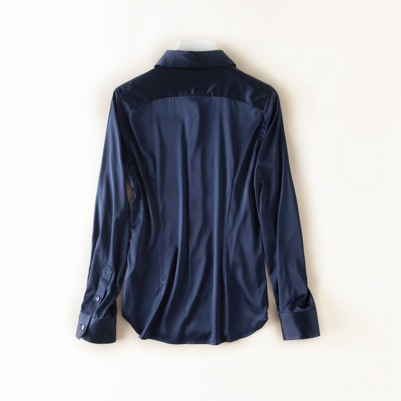 Satin Mulberry Silk Heavyweight Silk Blouse for Women 2025 New Long Sleeve Top Commute Solid Color Professional Wear
