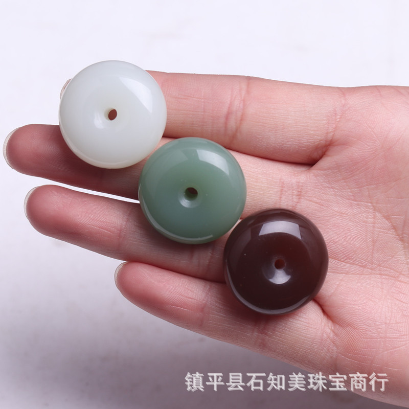 Xinjiang Tianyu Substitute Pendant Peace Button White Chalcedony Outer Mongolia Material Spinach Green Jasper Pendant Crafts