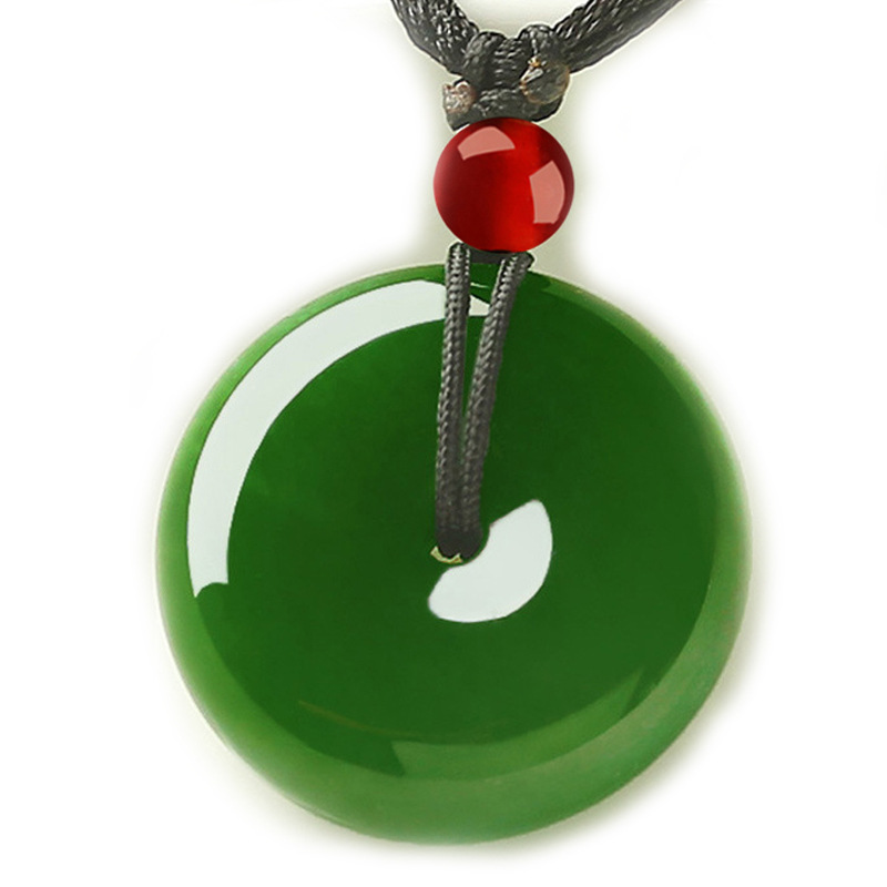 Xinjiang Tianyu Substitute Pendant Peace Button White Chalcedony Outer Mongolia Material Spinach Green Jasper Pendant Crafts