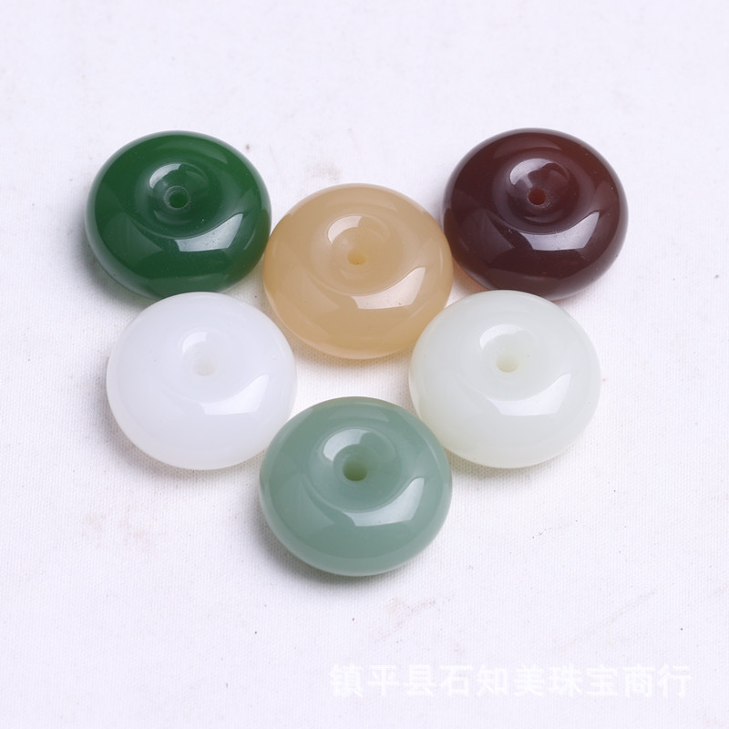 Xinjiang Tianyu Substitute Pendant Peace Button White Chalcedony Outer Mongolia Material Spinach Green Jasper Pendant Crafts