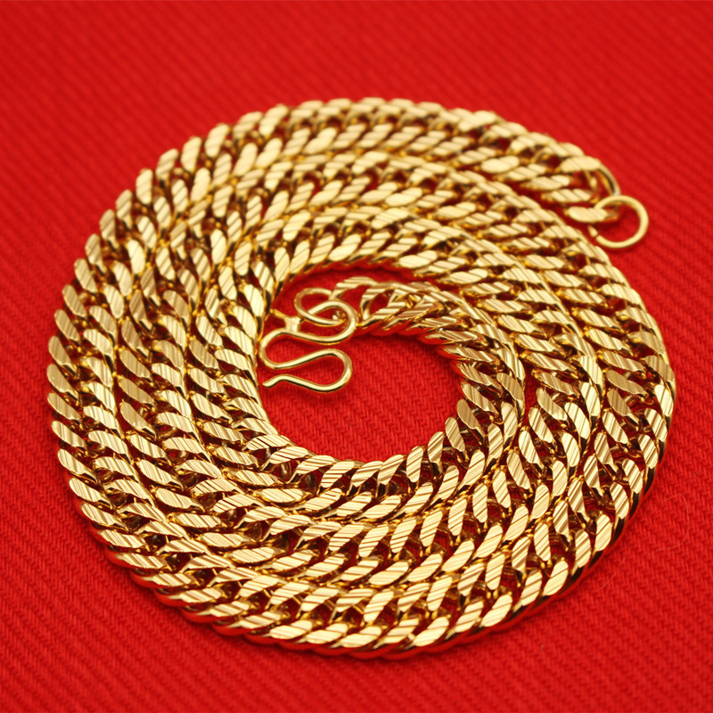 Big gold necklace gold-plated live-streaming sand gold necklace men South Africa tin gold jewelry fire gold inside and outside one color country