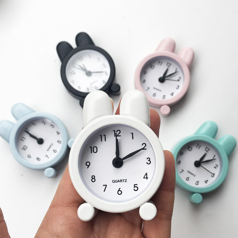 Mini Metal Small Alarm Clock Cute Rabbit Children Student Stationery Gift Alarm Clock Customizable with Logo