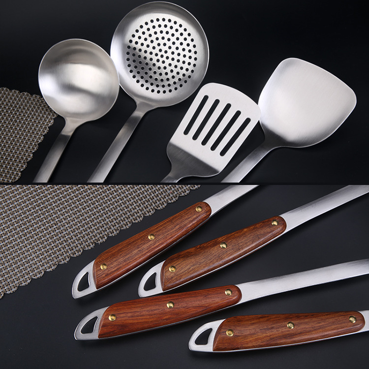 304 stainless steel wood handle kitchen tools, rosewood spatula, soup spoon, colander, kitchen household kitchen tools