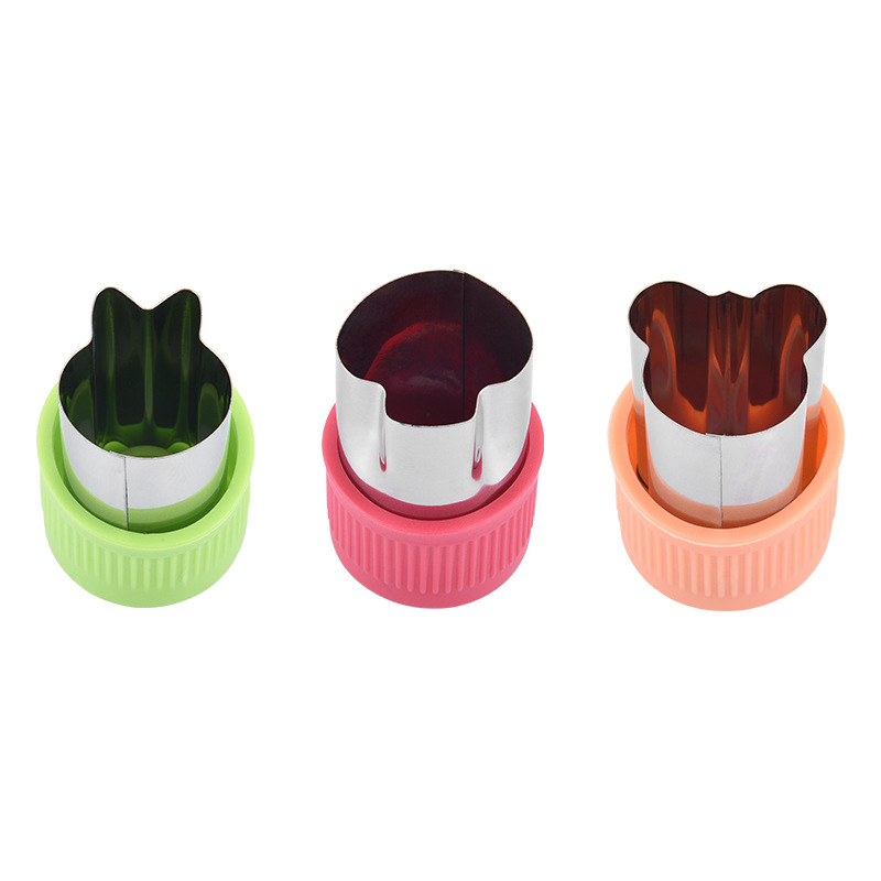 3-Piece Small Stainless Steel PP Handguard Cookie Cutter Fruit Cutter Decorative Pattern Mold Vegetable Cutter