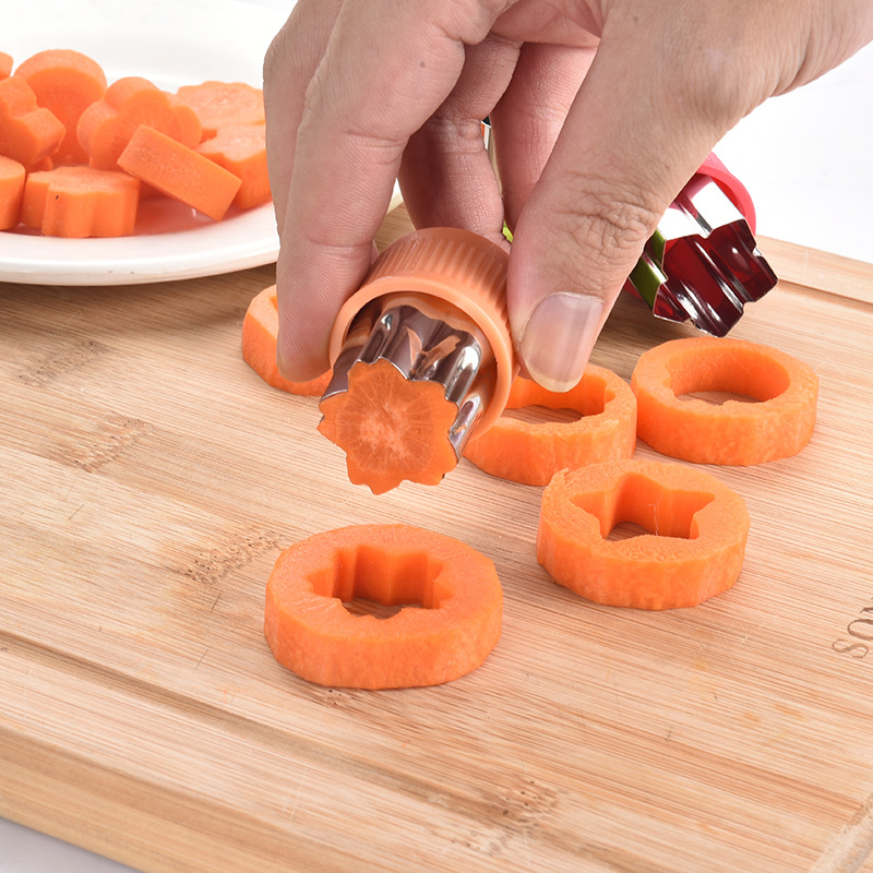 3-Piece Small Stainless Steel PP Handguard Cookie Cutter Fruit Cutter Decorative Pattern Mold Vegetable Cutter