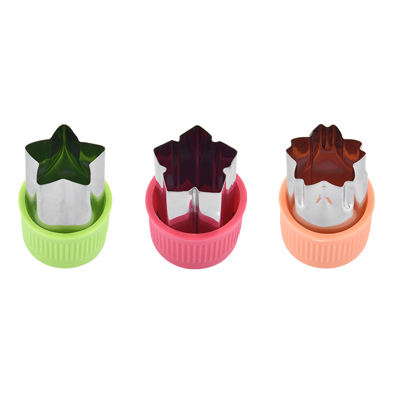 3-Piece Small Stainless Steel PP Handguard Cookie Cutter Fruit Cutter Decorative Pattern Mold Vegetable Cutter
