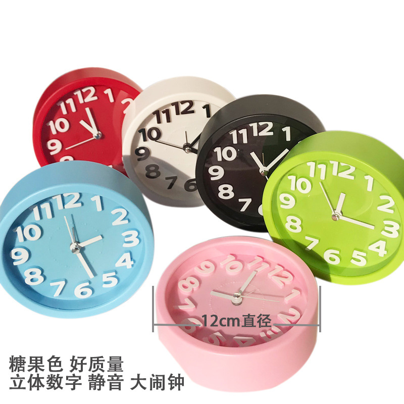 3D Digital Silent Small Alarm Clock Children Student Bedroom Desktop Clock