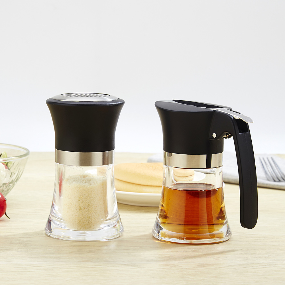 304 Stainless Steel Bound Sugar Bottle Powder Shaker Syrup Dispenser Acrylic Seasoning Kitchen Supplies Restaurant Supplies