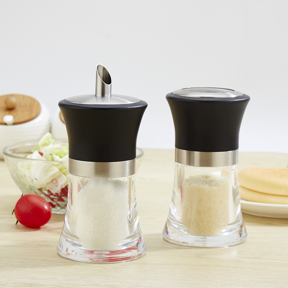 304 Stainless Steel Bound Sugar Bottle Powder Shaker Syrup Dispenser Acrylic Seasoning Kitchen Supplies Restaurant Supplies