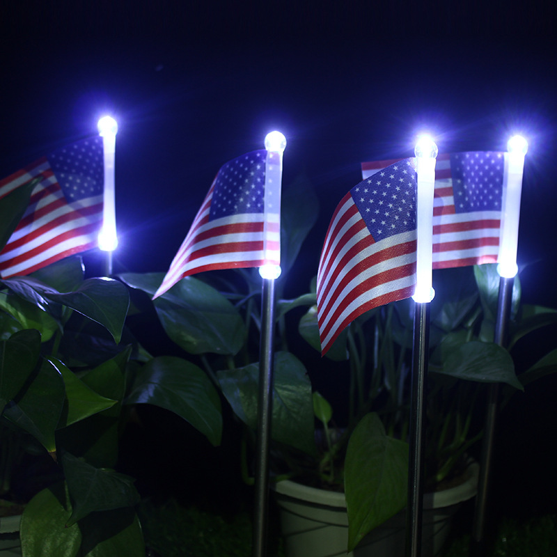Solar garden light LED flag light Independence Day decoration lawn light USA UK flag