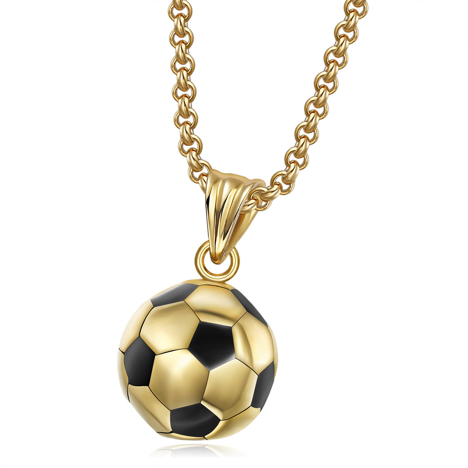 Men's Sports Stainless Steel Accessory Football Necklace Pendant Men's Football Necklace