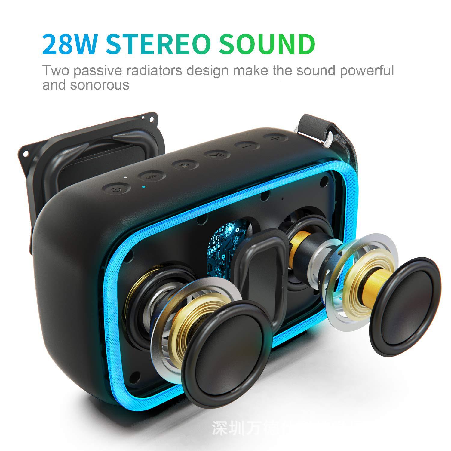 DOSS ASIMOM Bluetooth Speaker Subwoofer Outdoor Waterproof Light Speaker Card