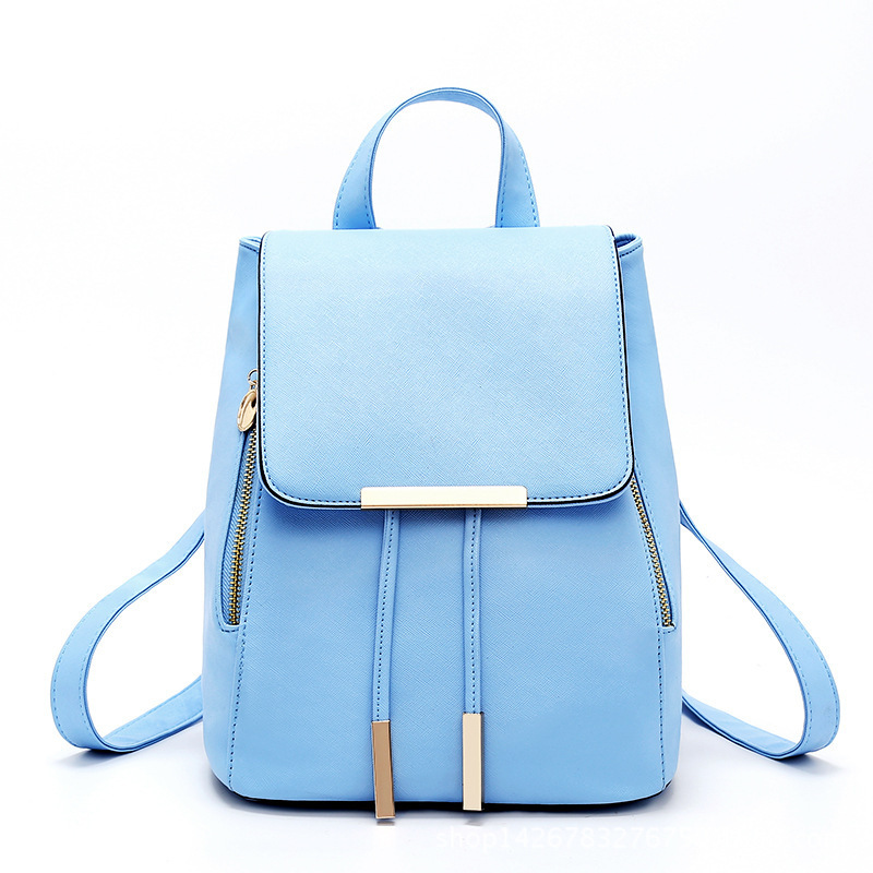 2023 new double zipper iron edge drawstring flap PU backpack for women
