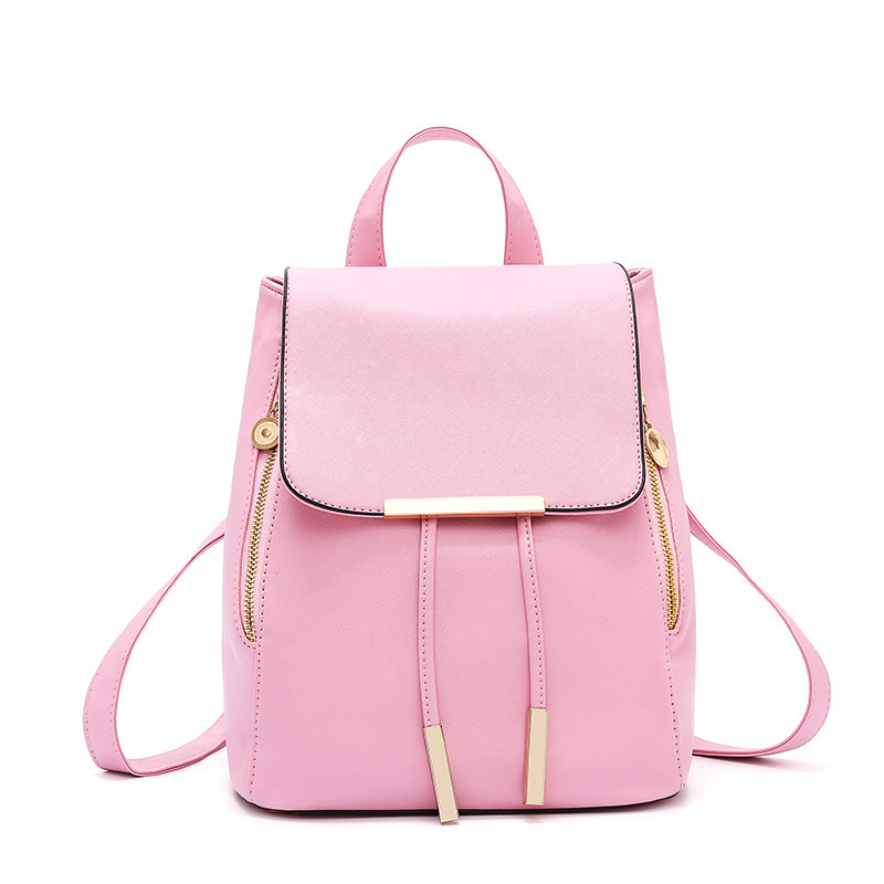 2023 new double zipper iron edge drawstring flap PU backpack for women