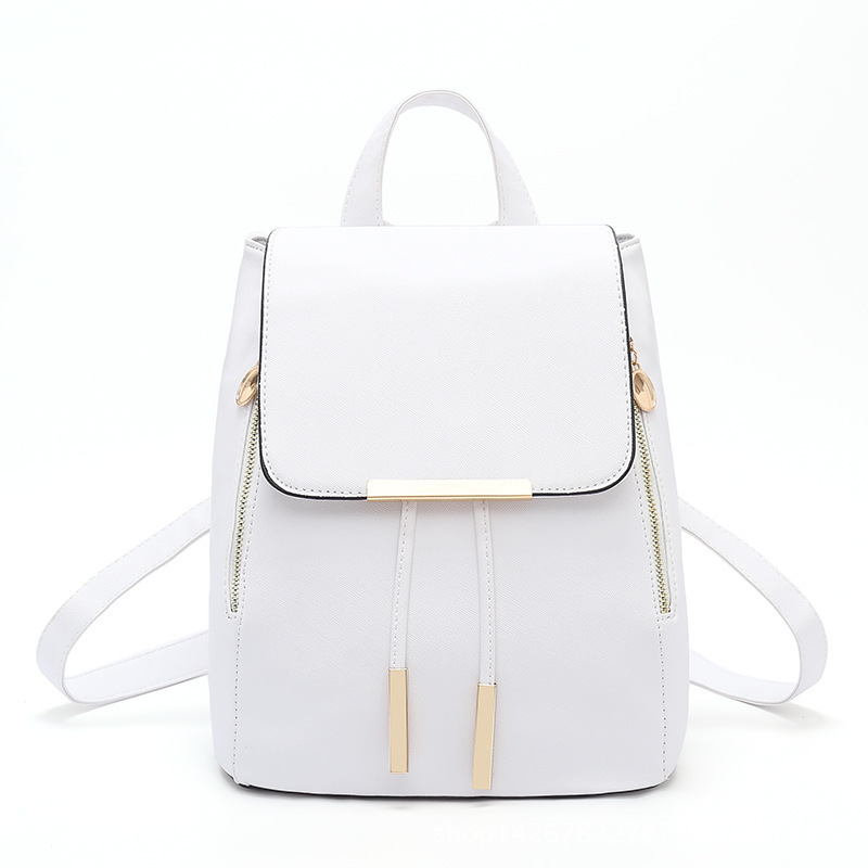 2023 new double zipper iron edge drawstring flap PU backpack for women