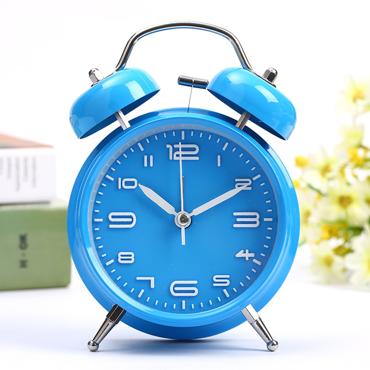Battery metal 4-inch three-dimensional letter ringing alarm clock student with night light bedroom silent clock