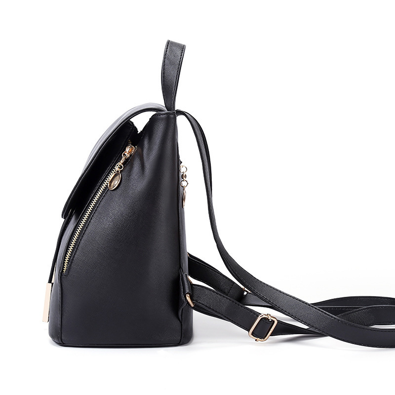 2023 new double zipper iron edge drawstring flap PU backpack for women