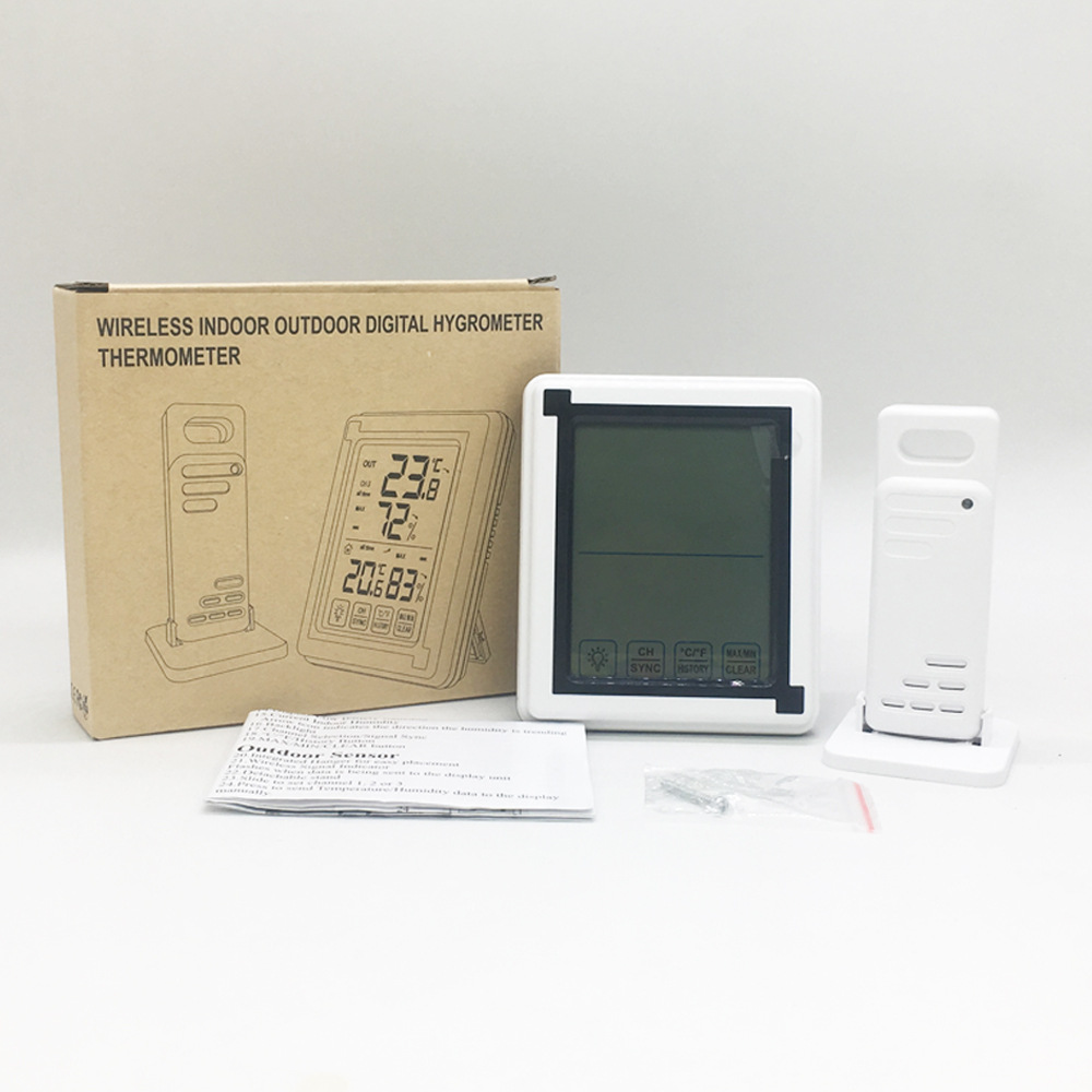 New Indoor Outdoor Wireless Thermometer Hygrometer HD Large Screen Temperature and Humidity Monitor Weather Station