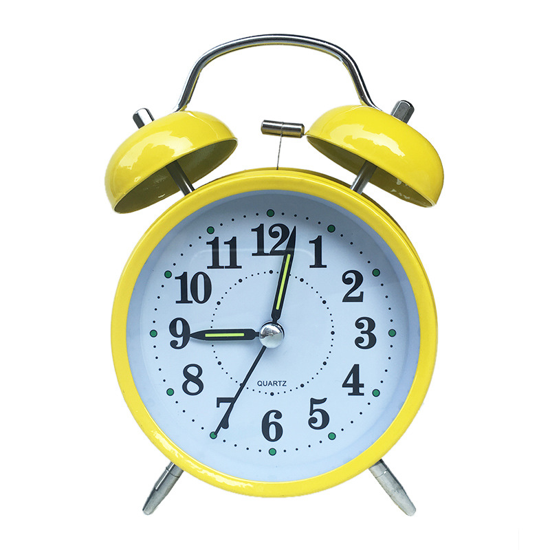 4-inch large metal silent alarm clock with luminous hands and night light, children's student alarm clock