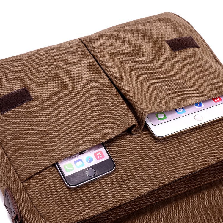 Canvas crossbody men's bag square soft handle shoulder bag large capacity sports travel bag business travel