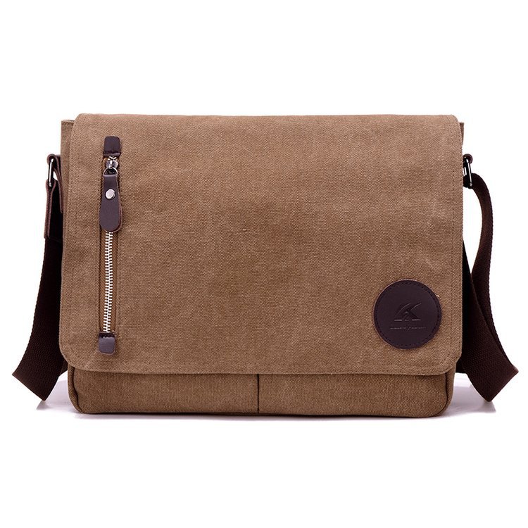 Canvas crossbody men's bag square soft handle shoulder bag large capacity sports travel bag business travel