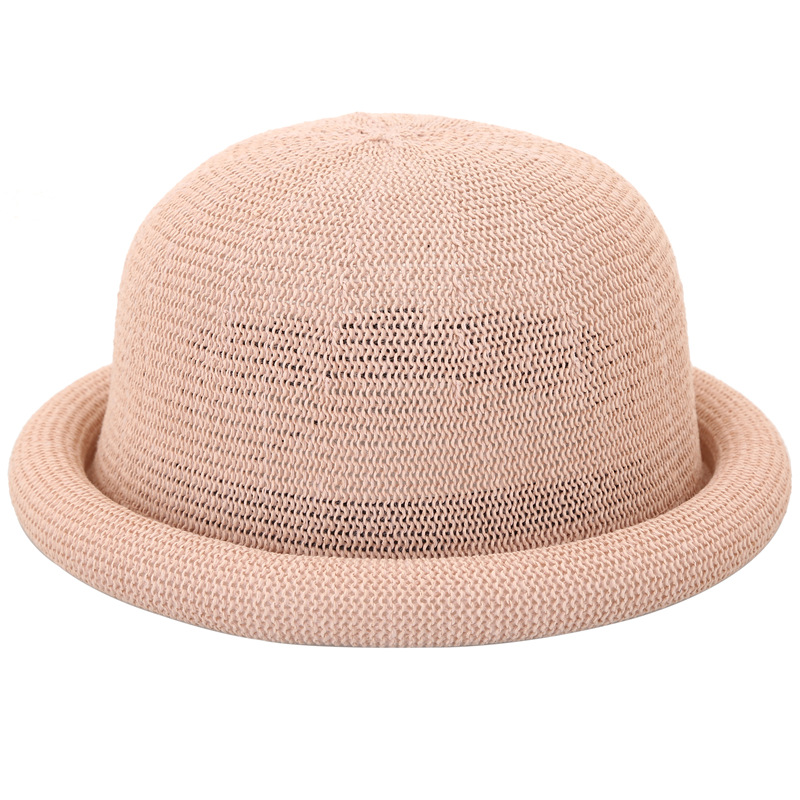 Women's Hat 2020 Spring/Summer New Straw Gauze Rolled Brim Round Top Small Fedora Elegant Sun Hat