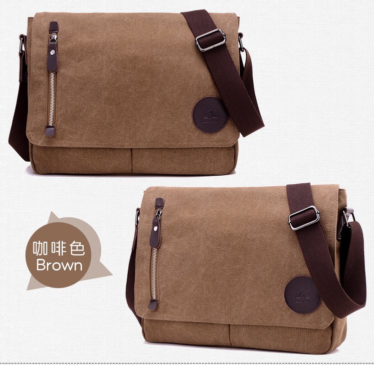 Canvas crossbody men's bag square soft handle shoulder bag large capacity sports travel bag business travel