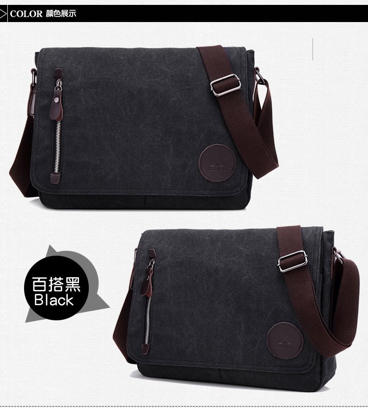 Canvas crossbody men's bag square soft handle shoulder bag large capacity sports travel bag business travel