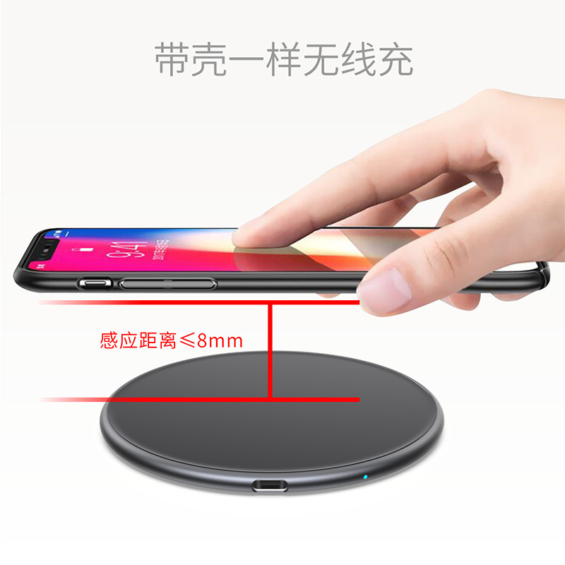 Round wireless charger 15W aluminum alloy glass desktop single charger for Apple Samsung phones wireless charger