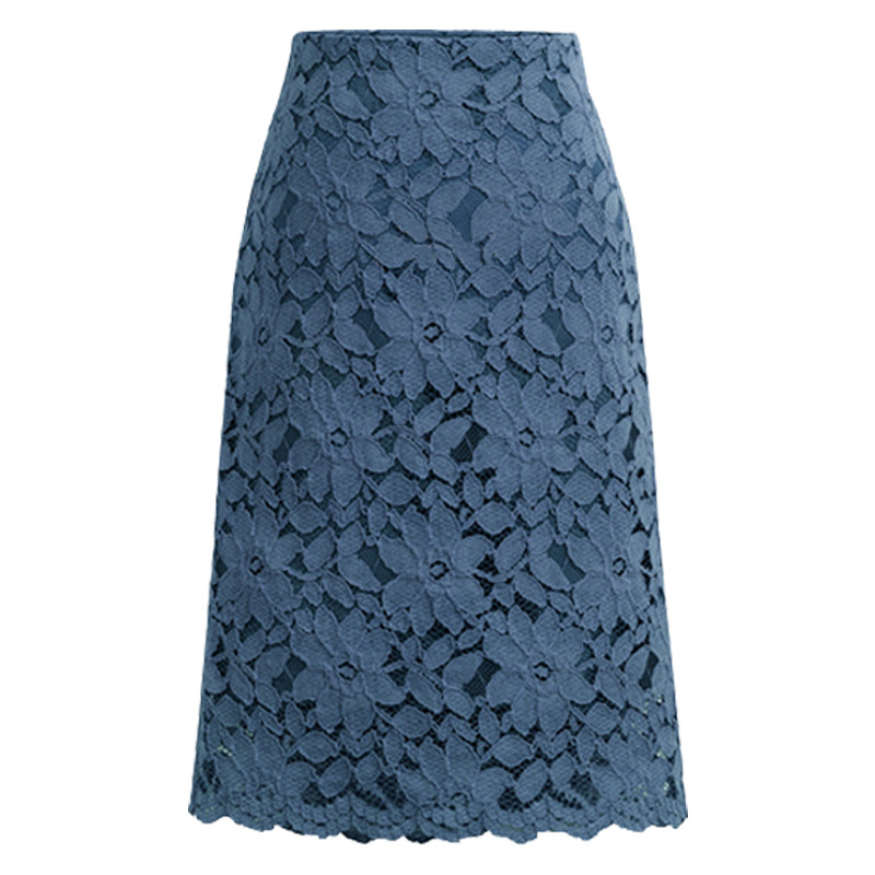 Skirt spring and summer plus size water-soluble lace skirt very fairy French niche a-line skirt mid-length hip-hugging skirt