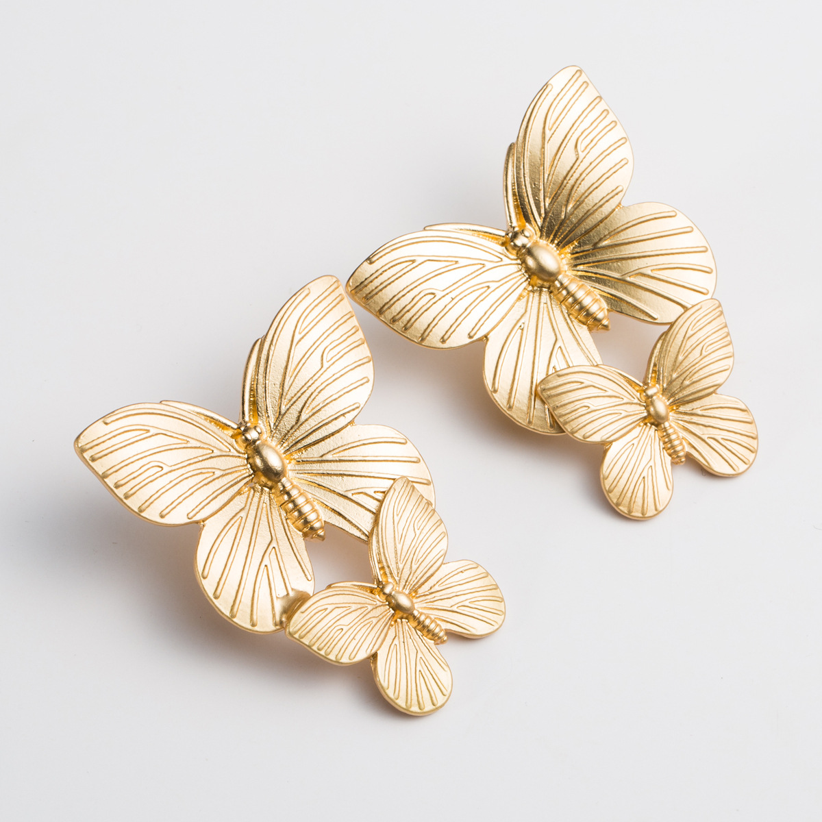 earrings new metal texture two butterfly earrings for women ear accessories
