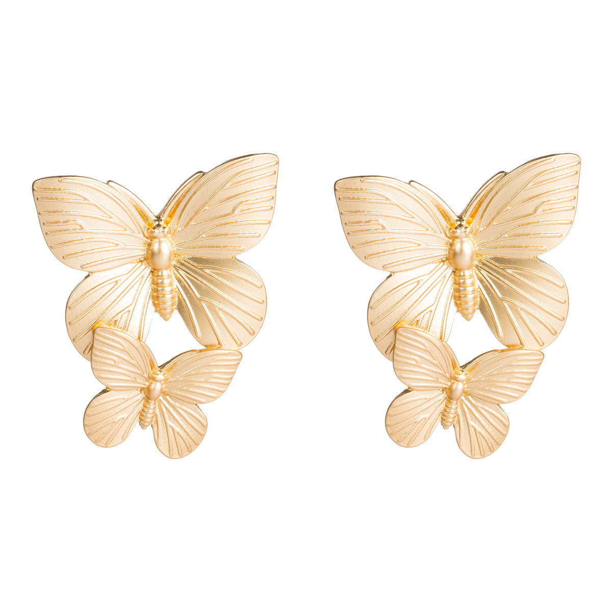 earrings new metal texture two butterfly earrings for women ear accessories