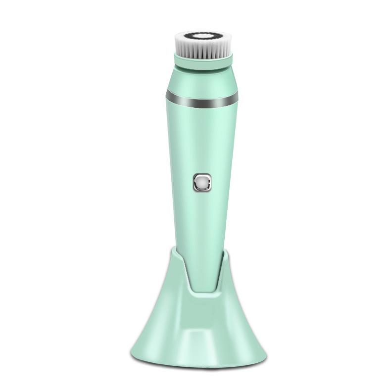 New silicone facial cleansing device waterproof rechargeable face brush pore cleaner 4-in-1 electric facial cleanser