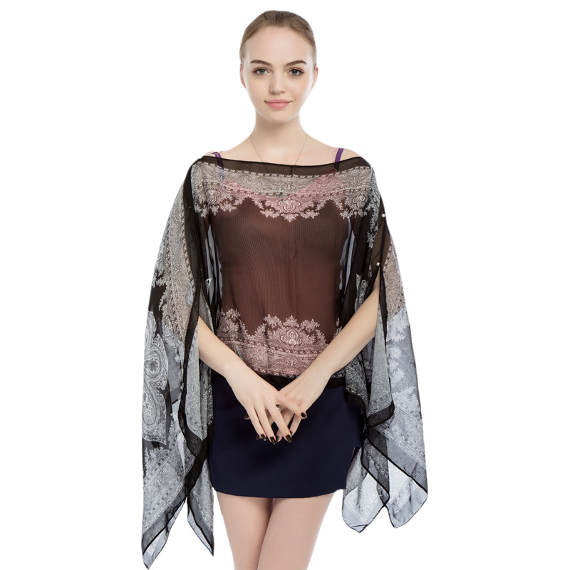 New Sun Protection Shawl Women Summer Chiffon Versatile Scarf Paisley Beach Silk Scarf