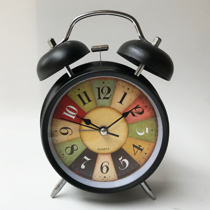 4-inch large metal silent alarm clock with luminous hands and night light, children's student alarm clock