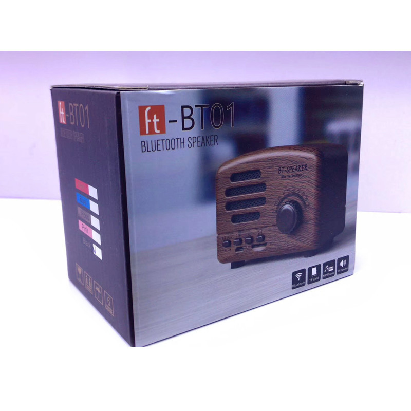 New BT01 Bluetooth Speaker Radio Card Slot Subwoofer Gift Mini Vintage Sound