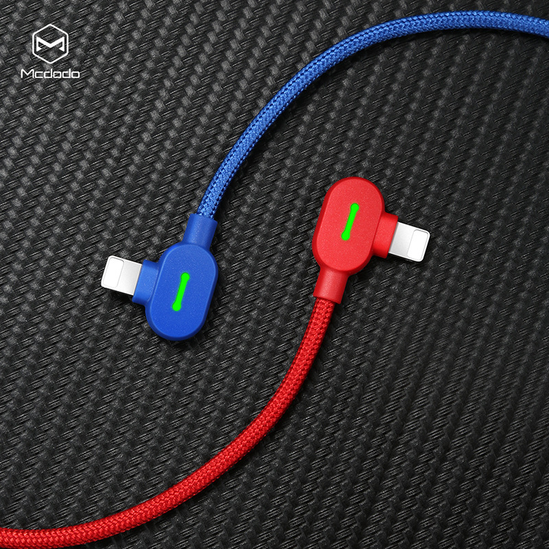 Maidodo Button Apple Data Cable for iPhone8/X Dual-sided Blind Insert Bent Head Game with Light Charging Cable
