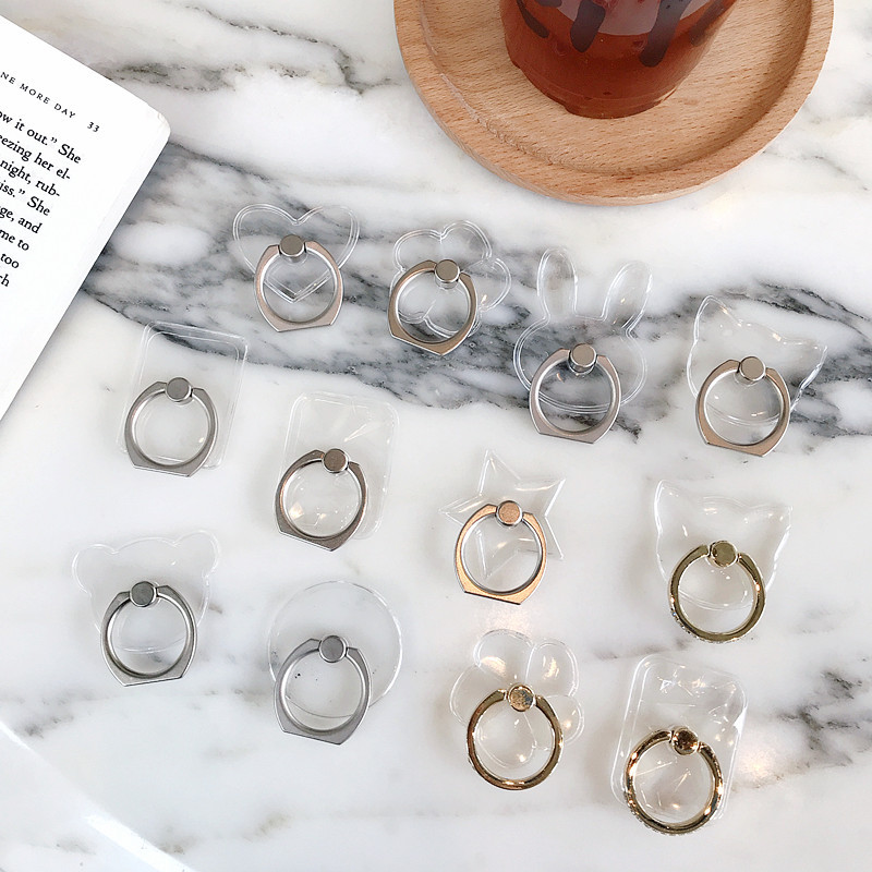 Transparent crystal ring bracket metal ring iRing lazy bracket acrylic PC transparent phone ring buckle