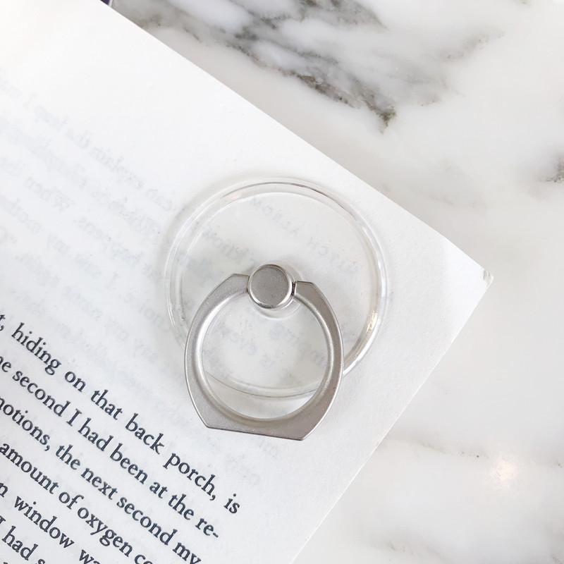 Transparent crystal ring bracket metal ring iRing lazy bracket acrylic PC transparent phone ring buckle