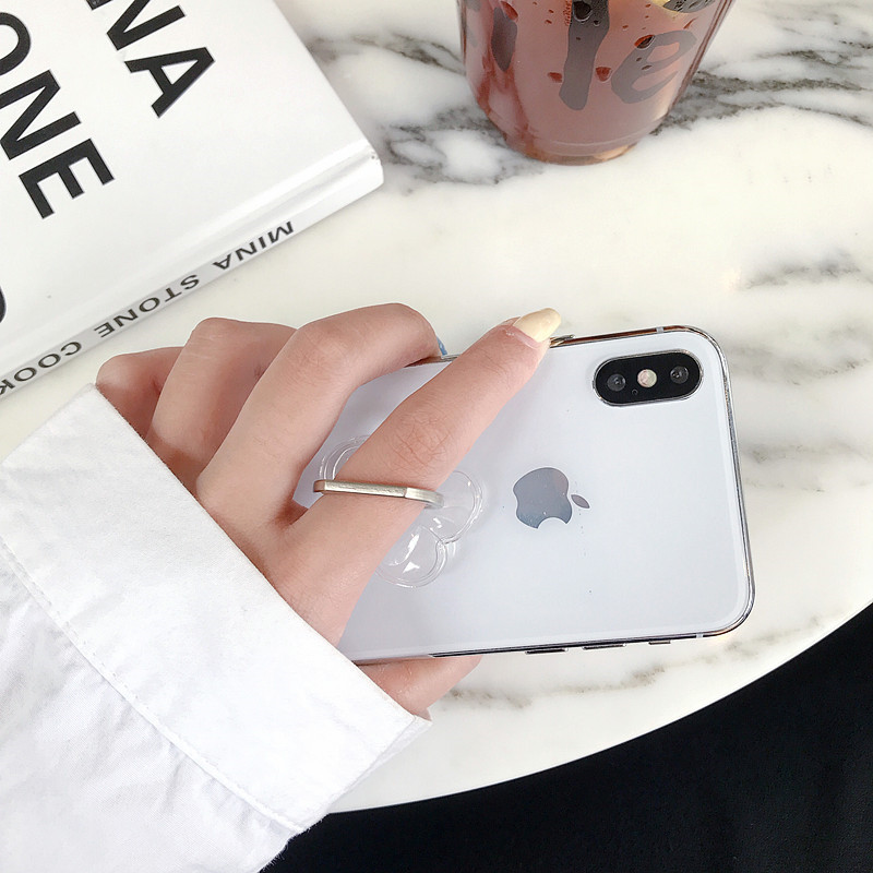 Transparent crystal ring bracket metal ring iRing lazy bracket acrylic PC transparent phone ring buckle