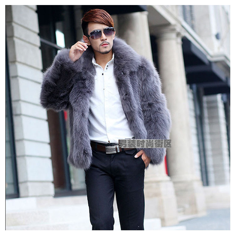 Men's fur jacket new imitation fox fur men's fur coat sales handsome business